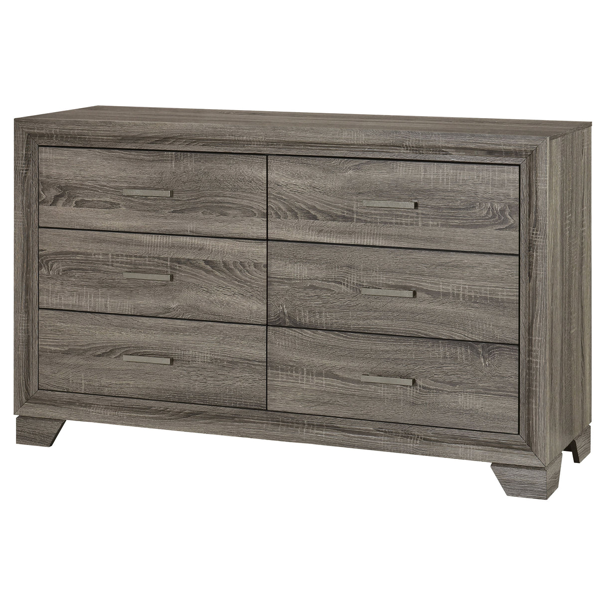 Wright 6-Drawer Dresser Cabinet in Brown Oak