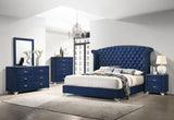 Melody 6-Drawer Upholstered Dresser with Mirror - Pacific Blue