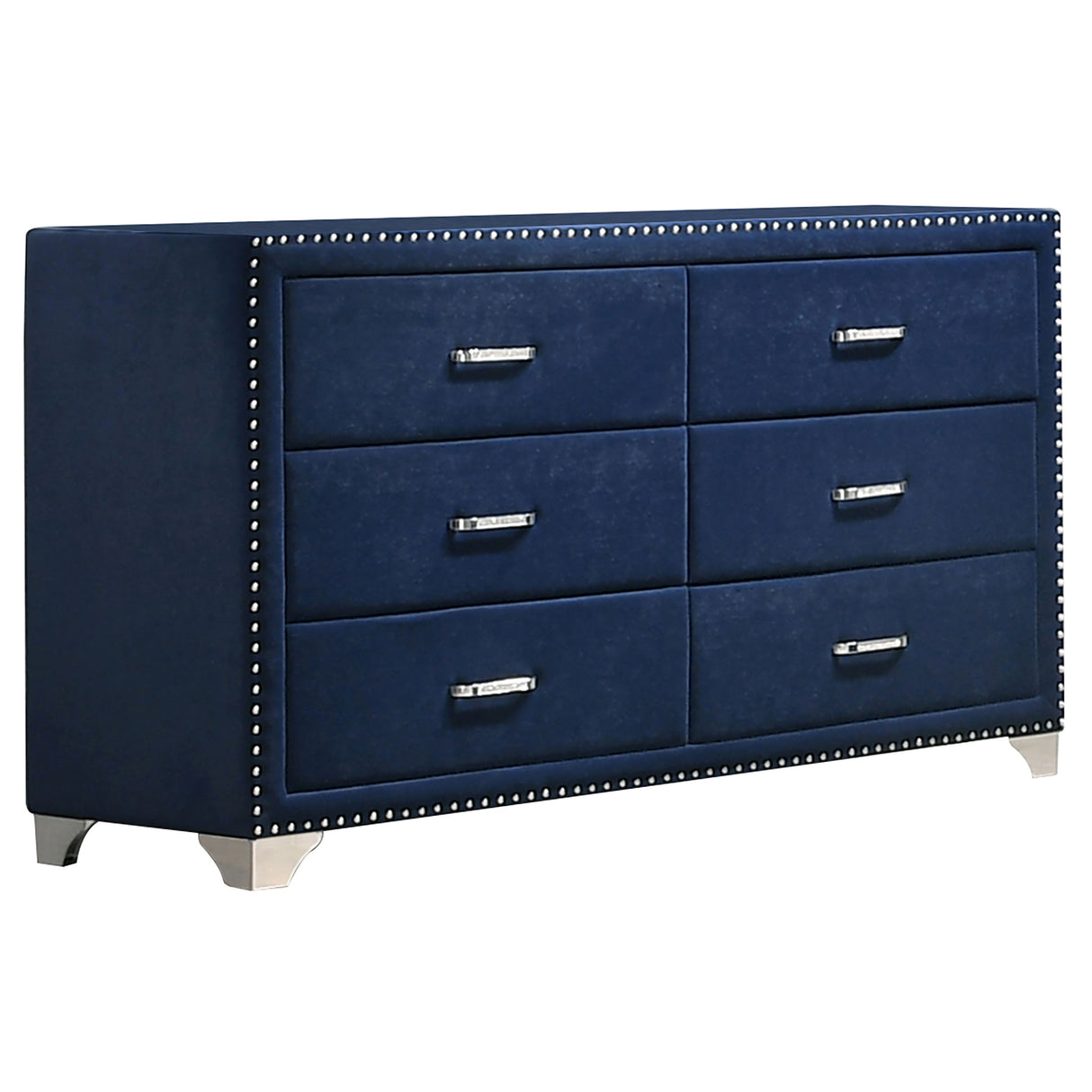 Melody 6-Drawer Upholstered Dresser in Pacific Blue