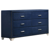 Melody 6-Drawer Upholstered Dresser in Pacific Blue