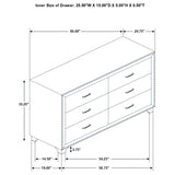 Melody 6-Drawer Upholstered Dresser in Pacific Blue