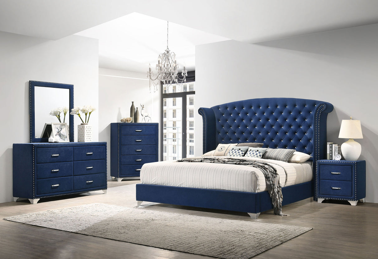 Melody 6-Drawer Upholstered Dresser in Pacific Blue
