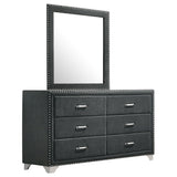 Melody 6-Drawer Upholstered Dresser with Mirror - Grey