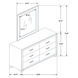 Melody 6-Drawer Upholstered Dresser with Mirror - Grey