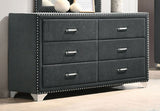 Melody 6-Drawer Upholstered Dresser in Grey