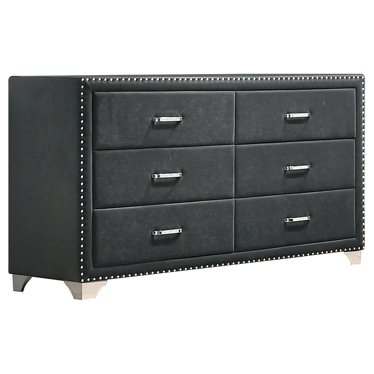 Melody 6-Drawer Upholstered Dresser in Grey