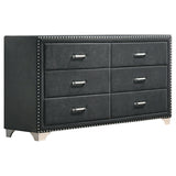 Melody 6-Drawer Upholstered Dresser in Grey