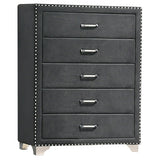 Melody 5-Drawer Bedroom Chest in Grey Velvet