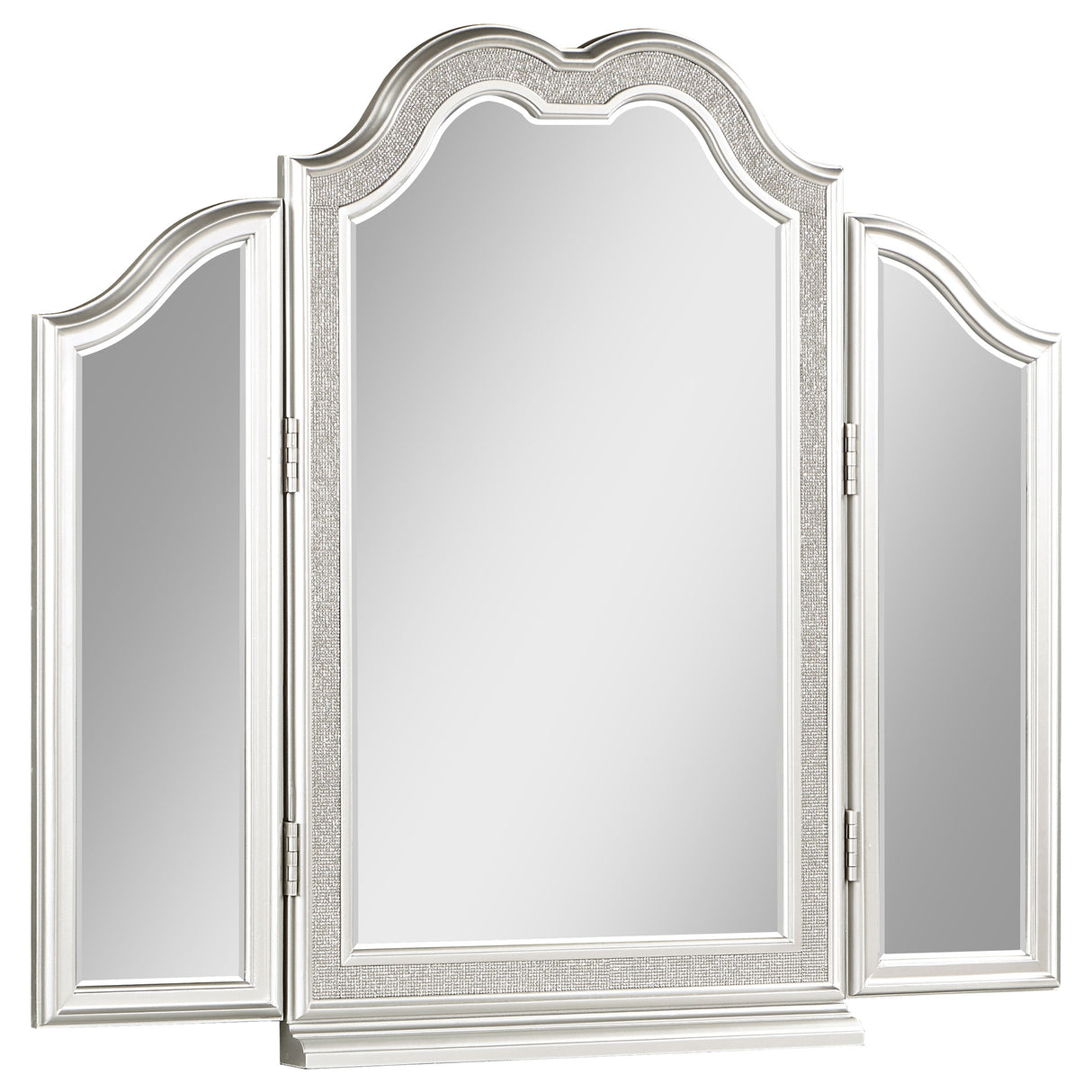 Evangeline Tri-Fold Vanity Mirror in Silver Oak