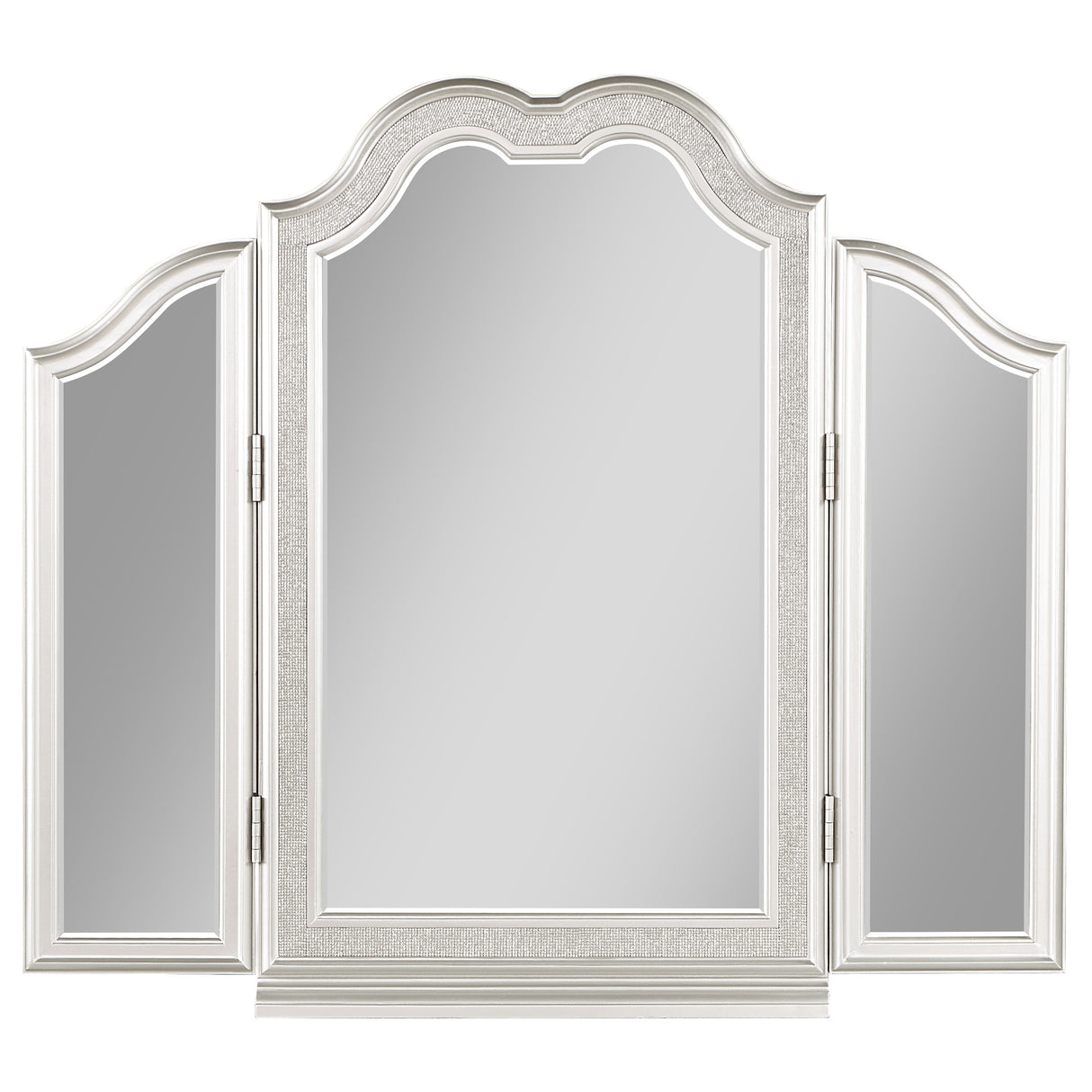Evangeline Tri-Fold Vanity Mirror in Silver Oak