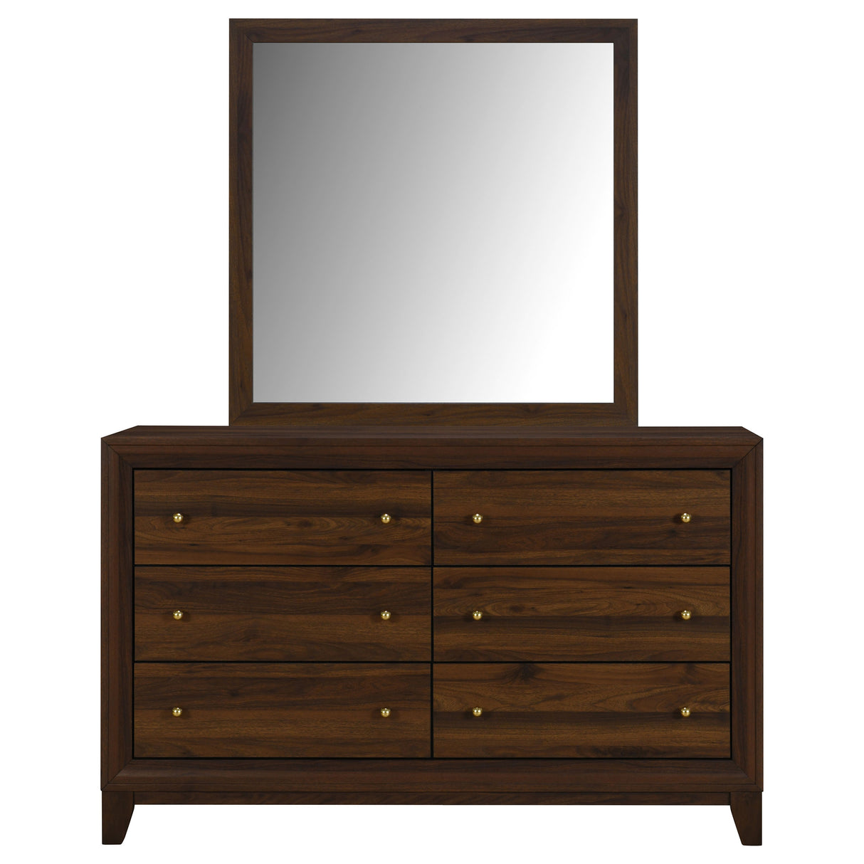 Welsley 6-Drawer Dresser and Mirror - Walnut