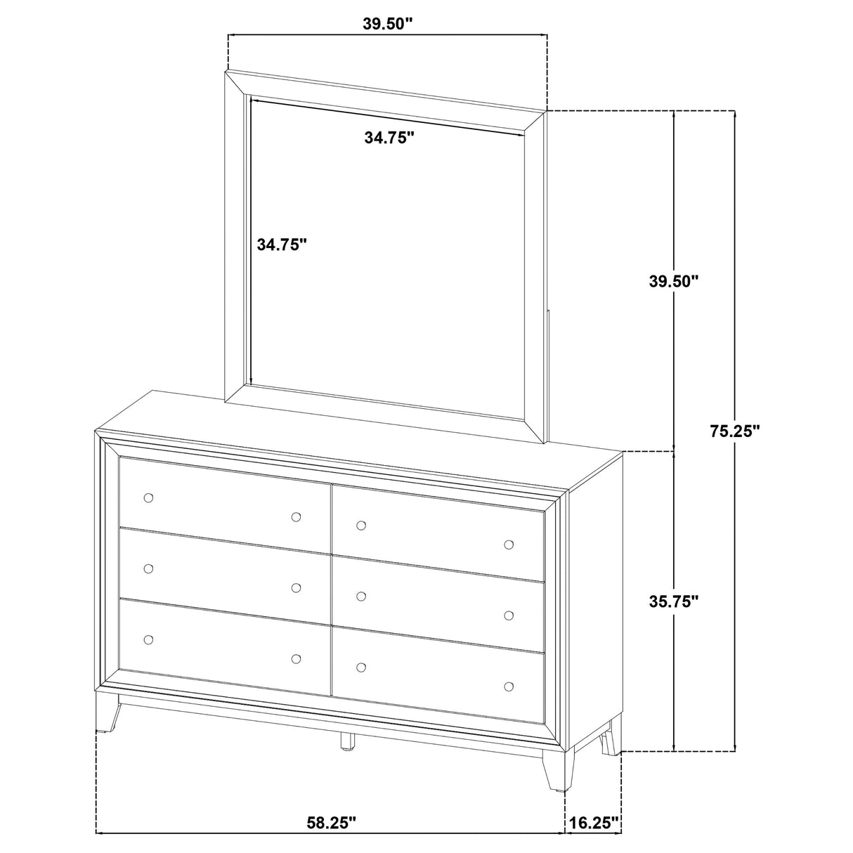 Welsley 6-Drawer Dresser and Mirror - Walnut
