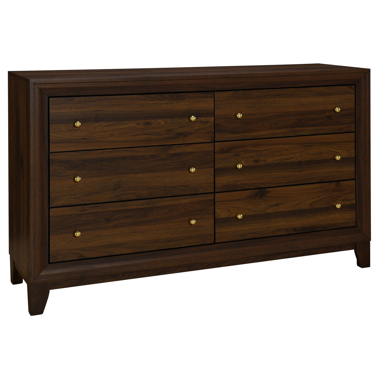 Welsley 6-Drawer Dresser Cabinet in Walnut