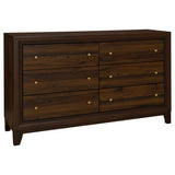 Welsley 6-Drawer Dresser Cabinet in Walnut