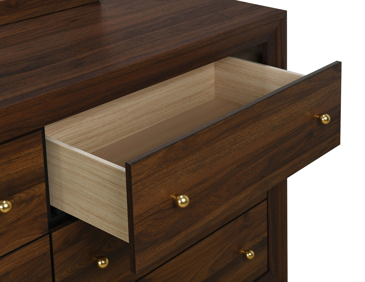 Welsley 6-Drawer Dresser Cabinet in Walnut