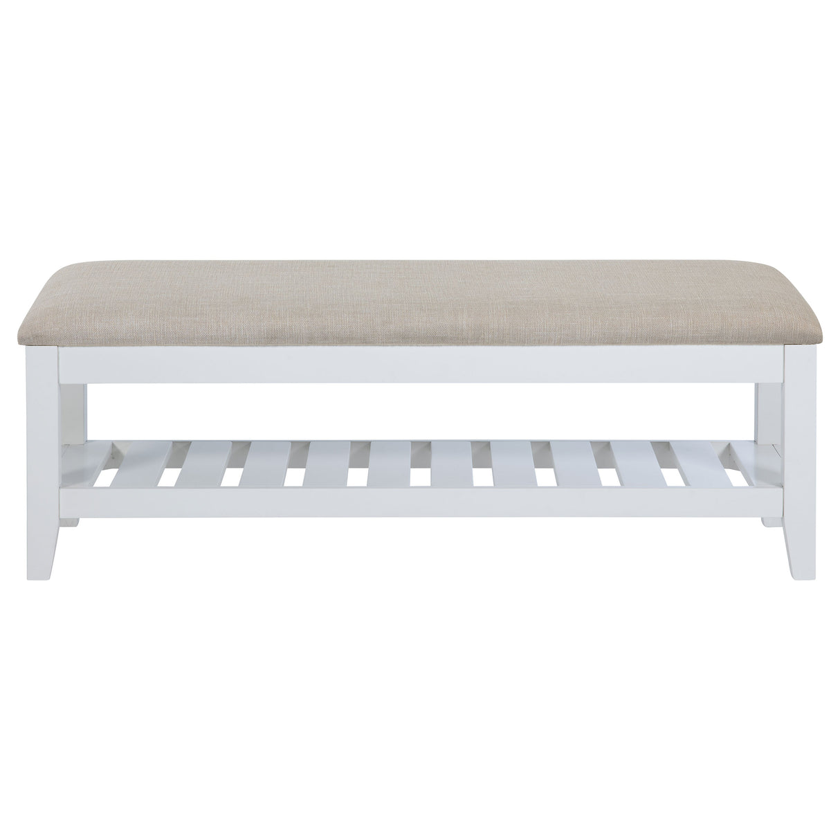 Bexhill Upholstered Rectangular Bench with Shelf - White