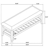 Bexhill Upholstered Rectangular Bench with Shelf - White
