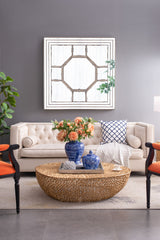 Antique Style Decorative Square Wall Mirror With Mirrored Frame, Wall Decor For Living Room Entryway, Console Lean Against Wall - Silver - Wall Mirrors - Alpine Outlets