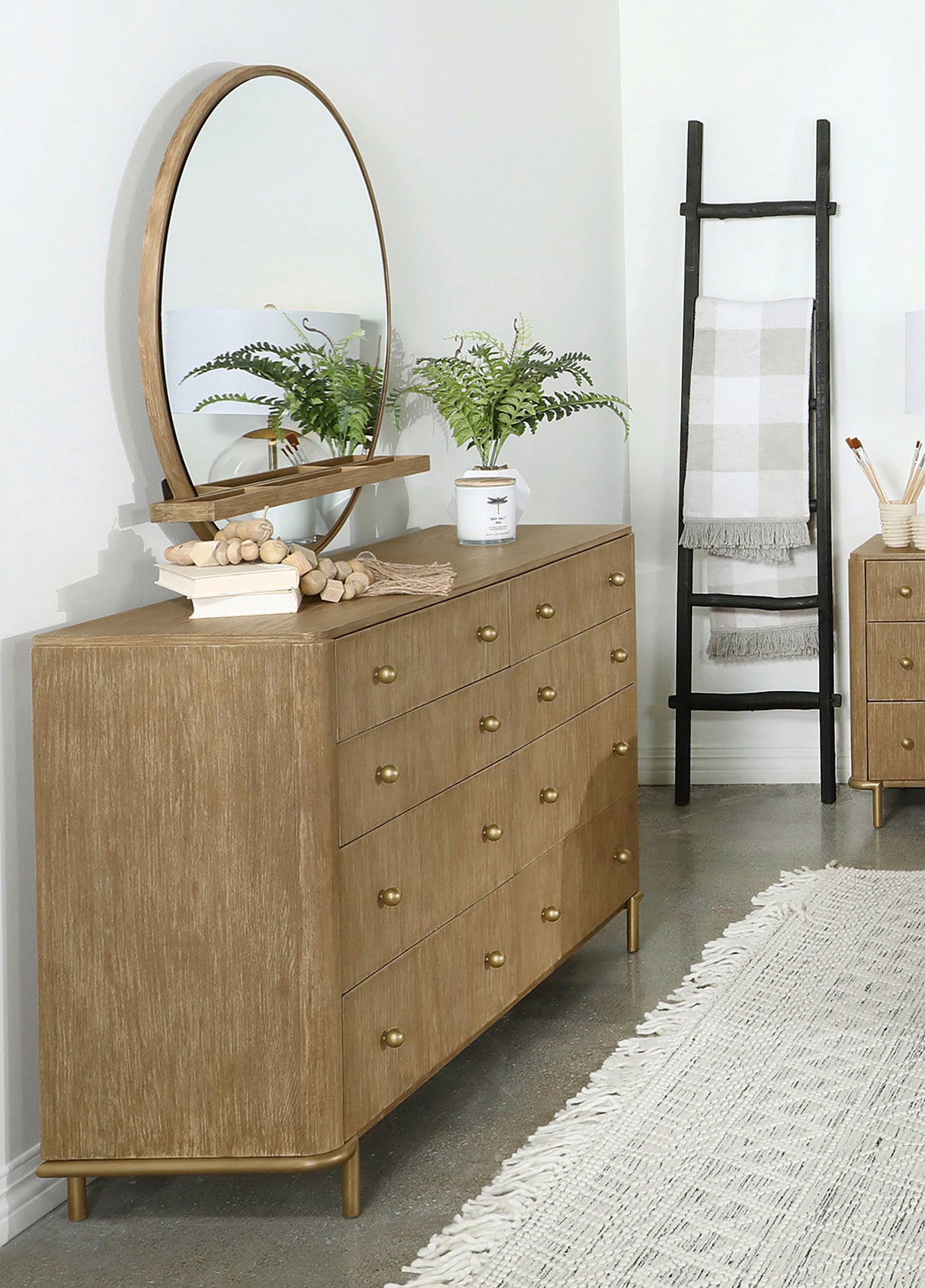 Arini 8-Drawer Dresser with Mirror, Sand Wash
