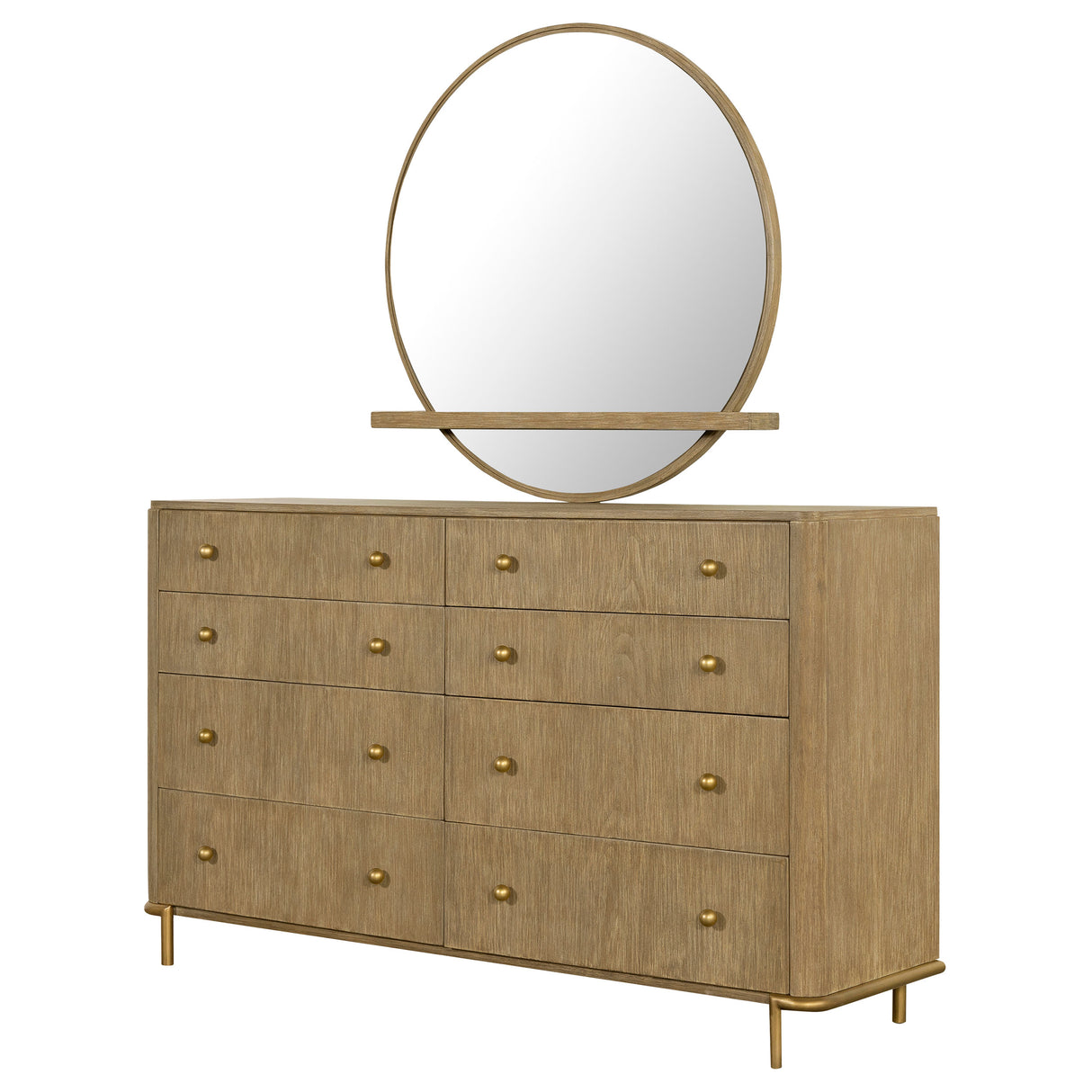 Arini 8-Drawer Dresser with Mirror, Sand Wash