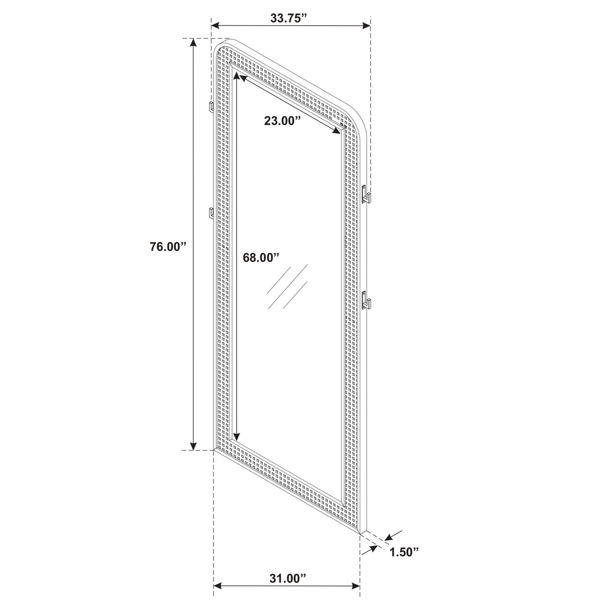 Arini Cane Weave Full Length Standing Floor Mirror - Sand Wash
