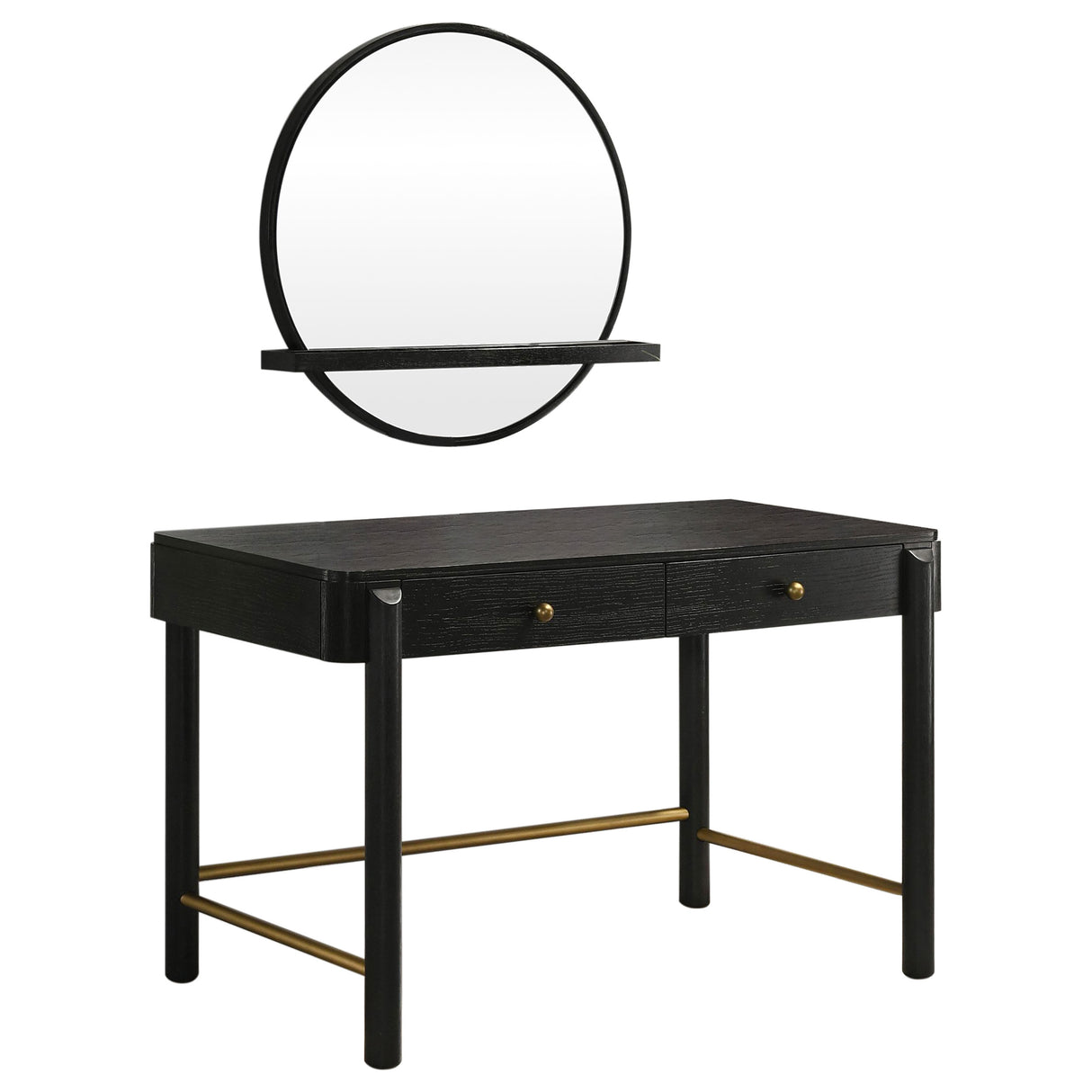 Arini 2-Piece Black Makeup Vanity Table and Mirror Set