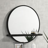 Arini Round Vanity Wall Mirror with Shelf in Black