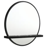 Arini Round Vanity Wall Mirror with Shelf in Black