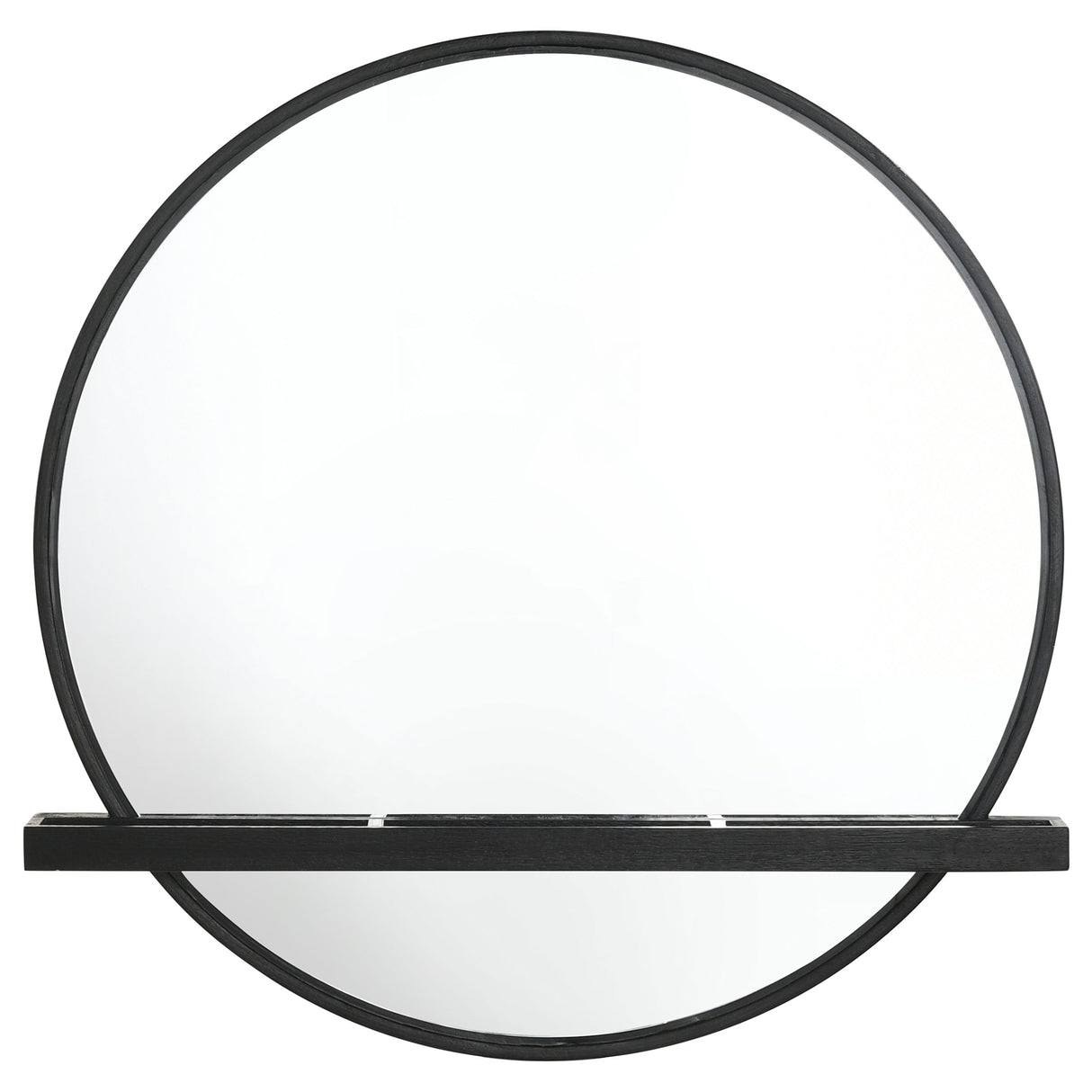 Arini Round Vanity Wall Mirror with Shelf in Black