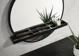 Arini Round Vanity Wall Mirror with Shelf in Black
