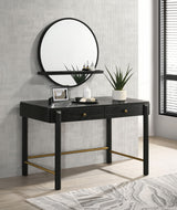 Arini Round Vanity Wall Mirror with Shelf in Black