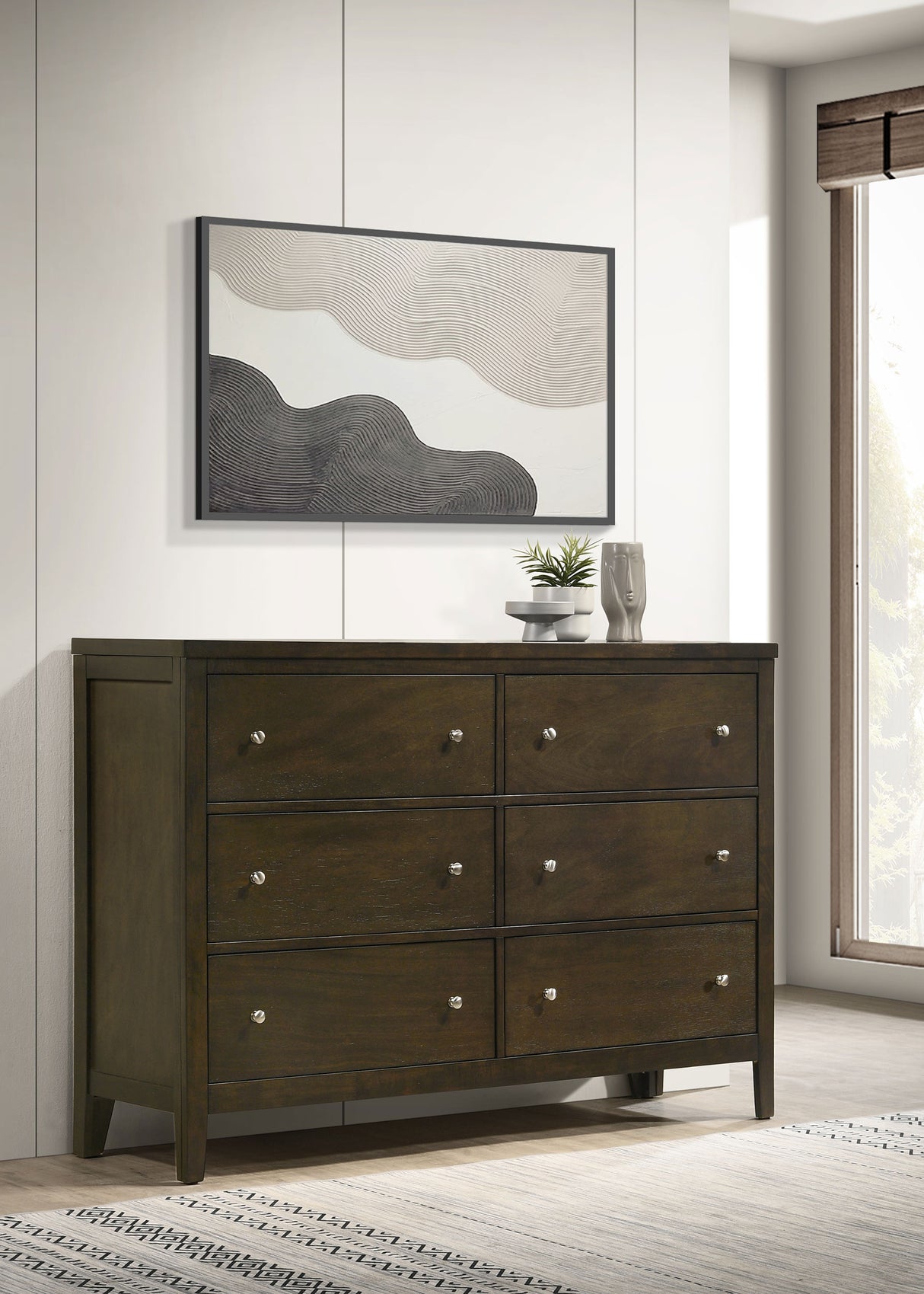 Wilkes 6-Drawer Dresser Cabinet, Dark Cocoa