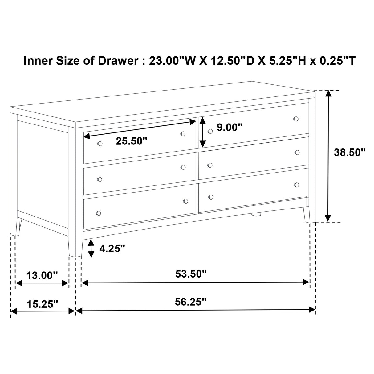 Wilkes 6-Drawer Dresser Cabinet, Dark Cocoa