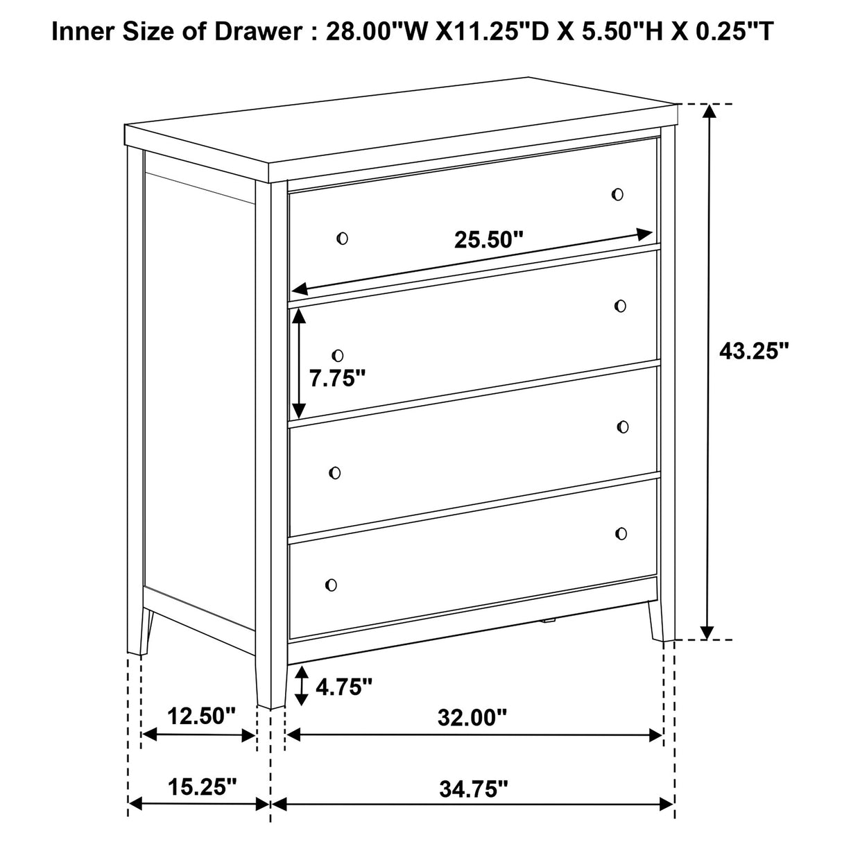 Wilkes 4-Drawer Chest of Drawers, Dark Cocoa