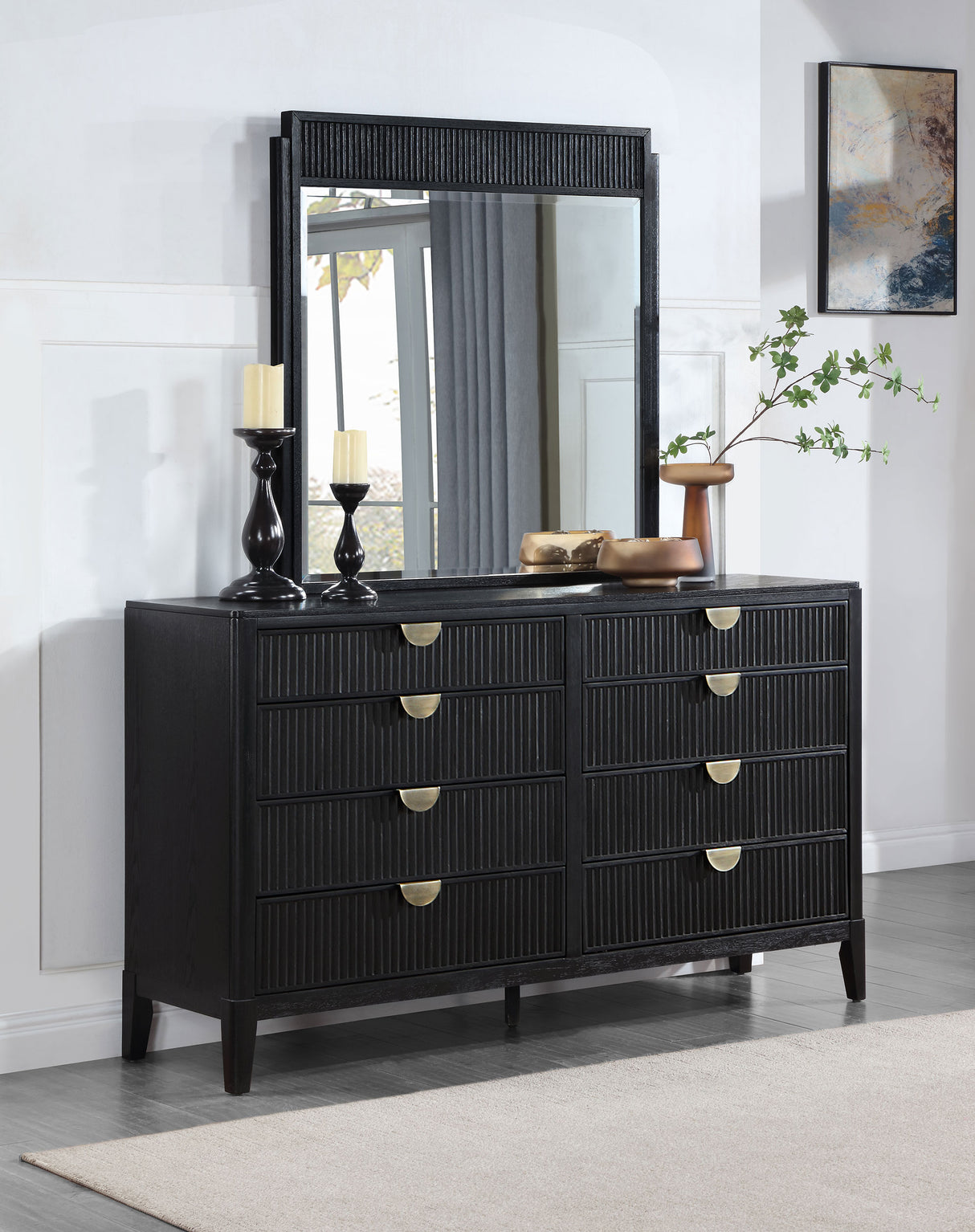 Brookmead 8-Drawer Dresser with Mirror in Black