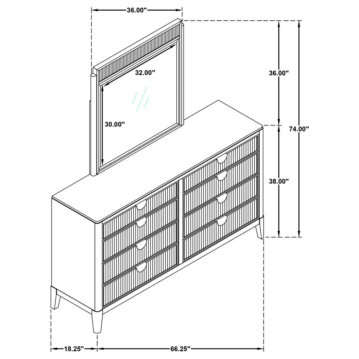 Brookmead 8-Drawer Dresser with Mirror in Black