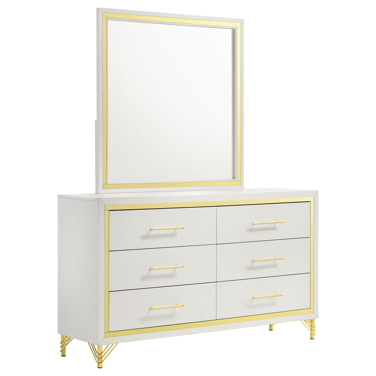 Lucia 6-Drawer Dresser with Mirror in White