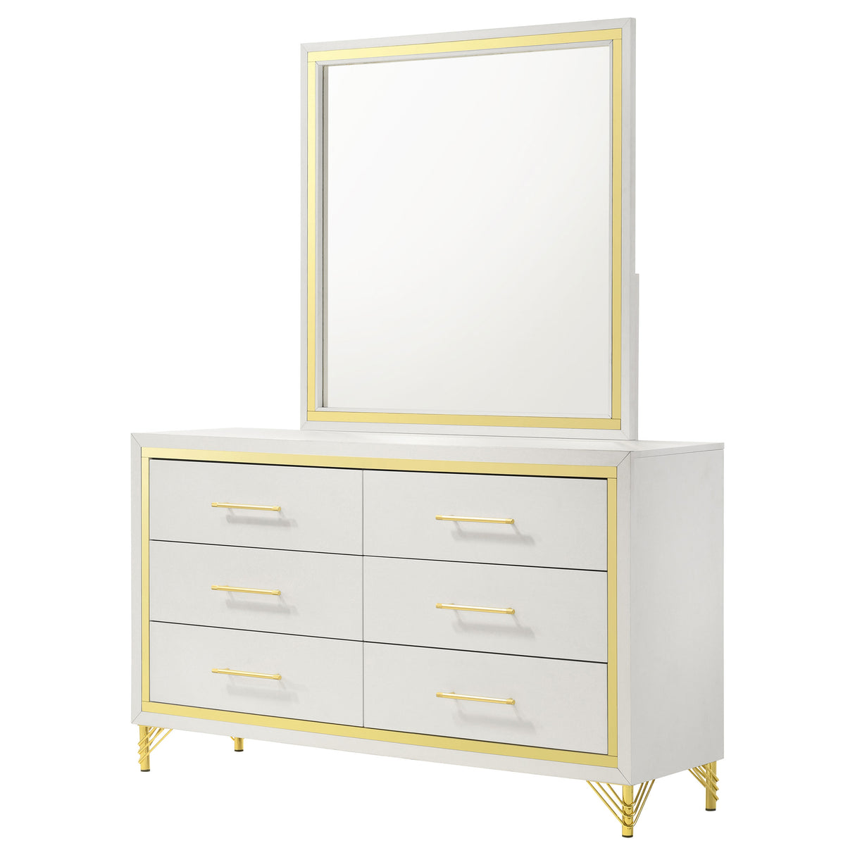 Lucia 6-Drawer Dresser with Mirror in White