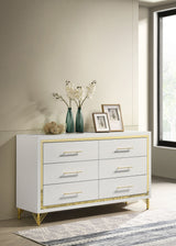 Lucia 6-Drawer Dresser Cabinet in White