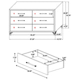 Lucia 6-Drawer Dresser Cabinet in White