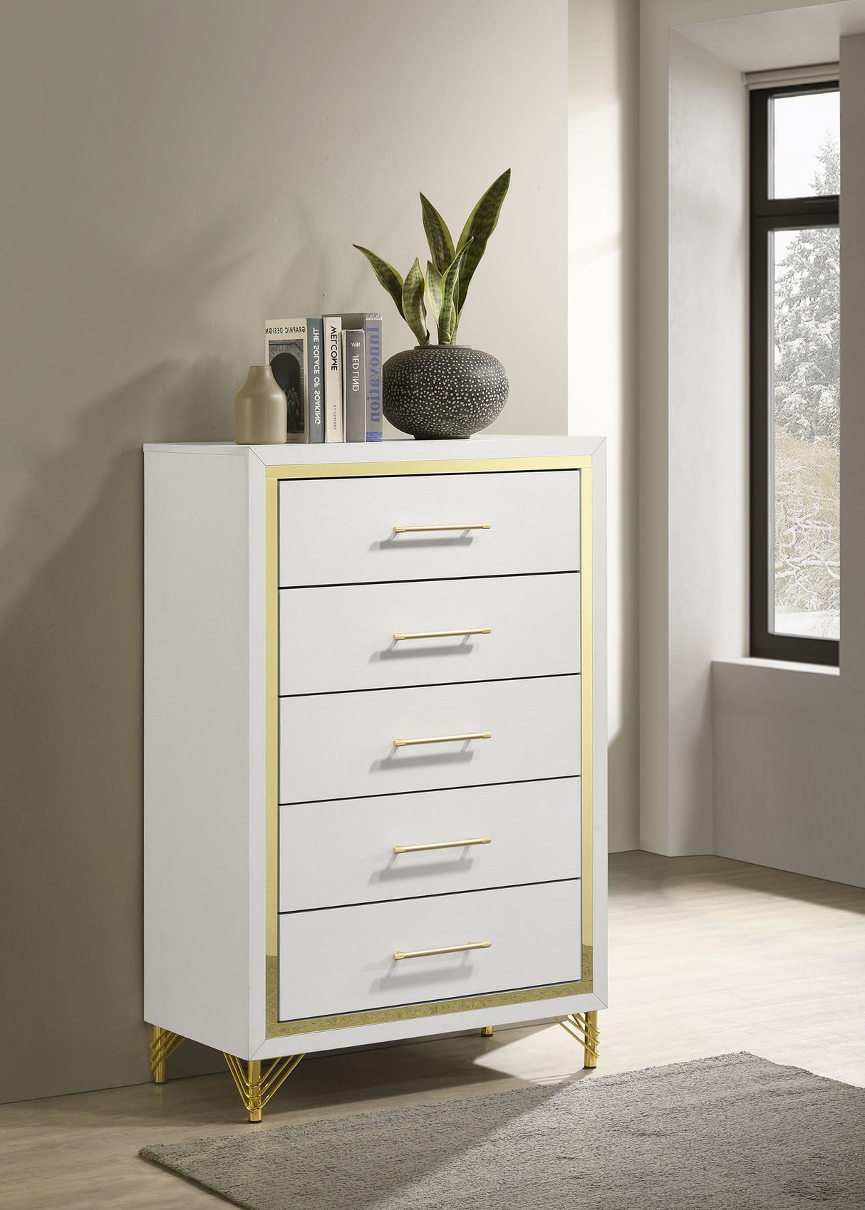Lucia 5-Drawer Chest of Drawers - White
