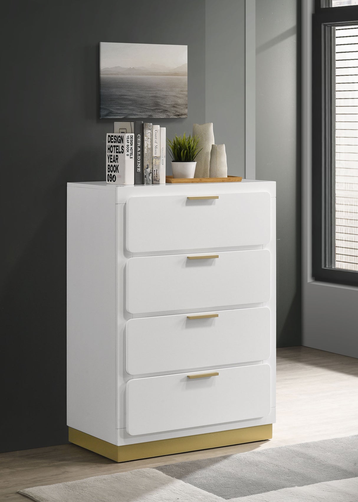Caraway 4-Drawer Bedroom Chest White