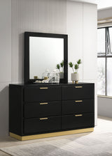 Caraway 6-Drawer Dresser with Mirror - Black