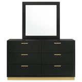 Caraway 6-Drawer Dresser with Mirror - Black