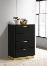 Caraway 4-Drawer Chest in Black with Gold Hardware