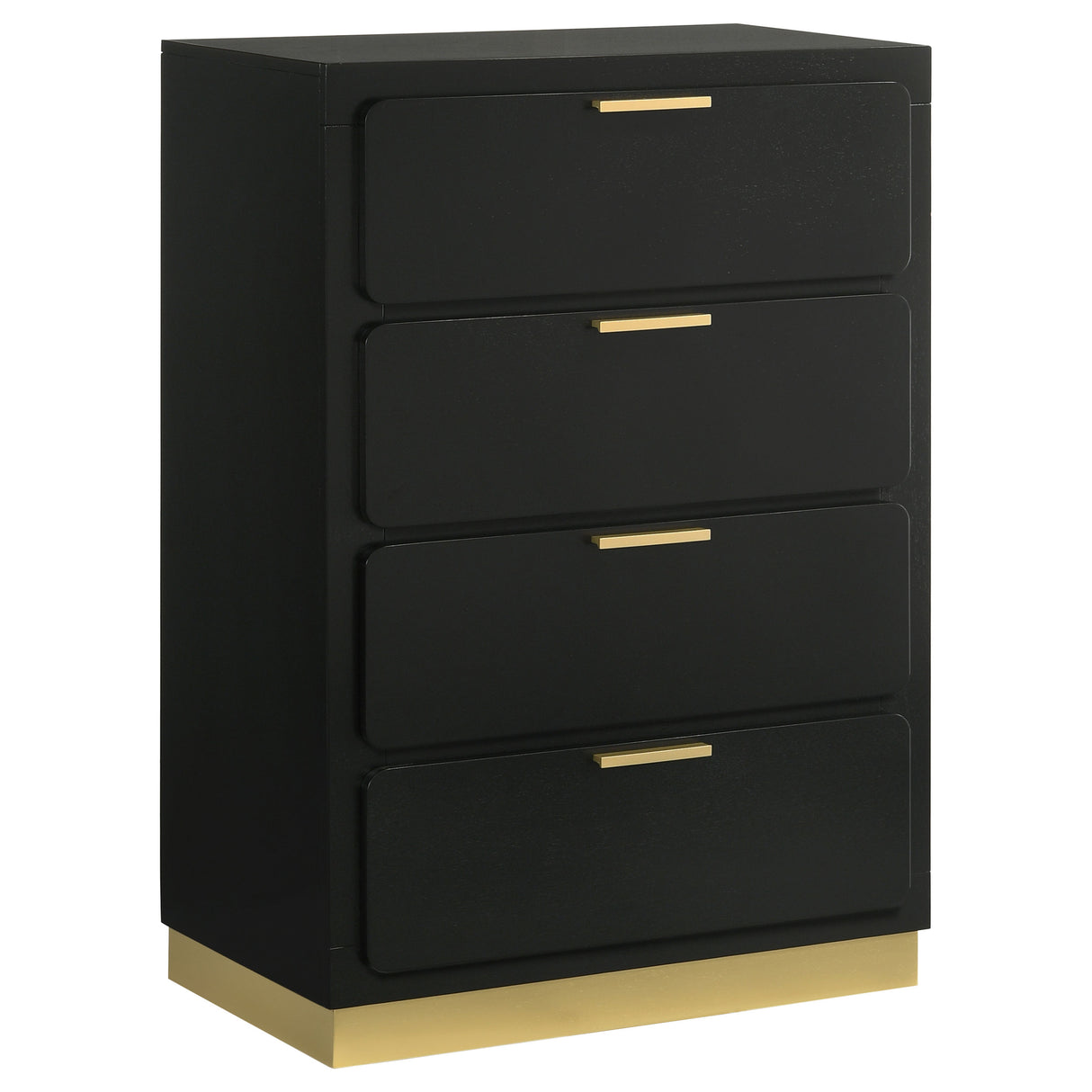 Caraway 4-Drawer Chest in Black with Gold Hardware
