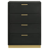 Caraway 4-Drawer Chest in Black with Gold Hardware