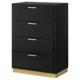 Caraway 4-Drawer Chest in Black with Gold Hardware