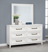Marielle 6-Drawer Dresser with Mirror in Distressed White