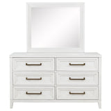 Marielle 6-Drawer Dresser with Mirror in Distressed White